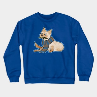 Cat scarf blue and bronze Crewneck Sweatshirt